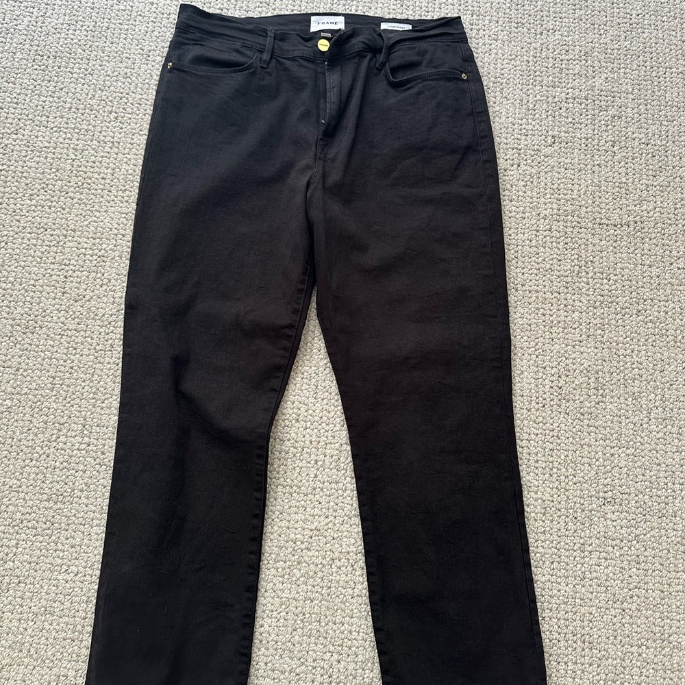 Frame Sz 33 Le Slim Straight Black Denim